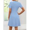 image:imageZESICA Womens Summer Short Sleeve Knit Mini Dress 2026 Casual V Neck Button Front Business Work Sweater Short DressesBlue