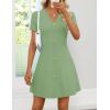 image:imageZESICA Womens Summer Short Sleeve Knit Mini Dress 2026 Casual V Neck Button Front Business Work Sweater Short DressesLightgreen