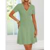 image:imageZESICA Womens Summer Short Sleeve Knit Mini Dress 2026 Casual V Neck Button Front Business Work Sweater Short DressesLightgreen