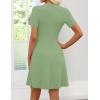 image:imageZESICA Womens Summer Short Sleeve Knit Mini Dress 2026 Casual V Neck Button Front Business Work Sweater Short DressesLightgreen