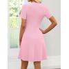 image:imageZESICA Womens Summer Short Sleeve Knit Mini Dress 2026 Casual V Neck Button Front Business Work Sweater Short DressesPink