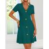 image:imageZESICA Womens Summer Short Sleeve Knit Mini Dress 2026 Casual V Neck Button Front Business Work Sweater Short DressesTeal
