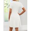 image:imageZESICA Womens Summer Short Sleeve Knit Mini Dress 2026 Casual V Neck Button Front Business Work Sweater Short DressesWhite