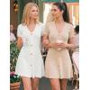 image:imageZESICA Womens Summer Short Sleeve Knit Mini Dress 2026 Casual V Neck Button Front Business Work Sweater Short DressesWhite