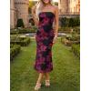 image:imageZESICA Womens Summer Strapless Floral Midi Dress 2026 Bodycon Mesh Tube Wedding Guest Cocktail Party Formal DressesBlackred