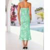 image:imageZESICA Womens Summer Strapless Floral Midi Dress 2026 Bodycon Mesh Tube Wedding Guest Cocktail Party Formal DressesMint