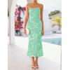 image:imageZESICA Womens Summer Strapless Floral Midi Dress 2026 Bodycon Mesh Tube Wedding Guest Cocktail Party Formal DressesMint