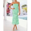 image:imageZESICA Womens Summer Strapless Floral Midi Dress 2026 Bodycon Mesh Tube Wedding Guest Cocktail Party Formal DressesMint