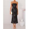 image:imageZESICA Womens Summer Strapless Floral Midi Dress 2026 Bodycon Mesh Tube Wedding Guest Cocktail Party Formal DressesTaupe