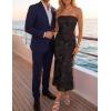 image:imageZESICA Womens Summer Strapless Floral Midi Dress 2026 Bodycon Mesh Tube Wedding Guest Cocktail Party Formal DressesTaupe