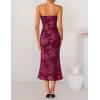 image:imageZESICA Womens Summer Strapless Floral Midi Dress 2026 Bodycon Mesh Tube Wedding Guest Cocktail Party Formal DressesWine