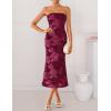image:imageZESICA Womens Summer Strapless Floral Midi Dress 2026 Bodycon Mesh Tube Wedding Guest Cocktail Party Formal DressesWine
