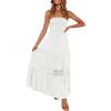image:imageZESICA Womens 2026 Summer Boho Maxi Dresses Strapless Off Shoulder Lace Flowy A Line Beach Vacation Long SundressWhite