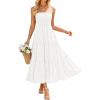 image:imageZESICA Womens 2026 Summer Boho Strapless Midi Dresses Off Shoulder Smocked Eyelet Wedding Guest Beach Long Dress PocketsWhite