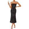 image:imageZESICA Womens Summer Strapless Floral Midi Dress 2026 Bodycon Mesh Tube Wedding Guest Cocktail Party Formal DressesTaupe