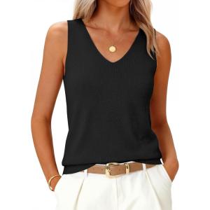 image:imageZESICA Womens Summer Sleeveless Tank Tops 2026 Casual V Neck Cami Shirts Knit Sweater Vest Going Out Trendy OutfitsBlack