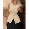 image:imageZESICA Business Casual Sweater Vest Tops for Women 2026 Summer Fashion Button Down Sleeveless Knit Office Work OutfitsApricot