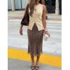 image:imageZESICA Business Casual Sweater Vest Tops for Women 2026 Summer Fashion Button Down Sleeveless Knit Office Work OutfitsApricot