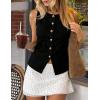 image:imageZESICA Business Casual Sweater Vest Tops for Women 2026 Summer Fashion Button Down Sleeveless Knit Office Work OutfitsBlack