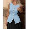 image:imageZESICA Business Casual Sweater Vest Tops for Women 2026 Summer Fashion Button Down Sleeveless Knit Office Work OutfitsBlue