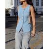 image:imageZESICA Business Casual Sweater Vest Tops for Women 2026 Summer Fashion Button Down Sleeveless Knit Office Work OutfitsBlue