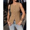 image:imageZESICA Business Casual Sweater Vest Tops for Women 2026 Summer Fashion Button Down Sleeveless Knit Office Work OutfitsKhaki