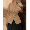 image:imageZESICA Business Casual Sweater Vest Tops for Women 2026 Summer Fashion Button Down Sleeveless Knit Office Work OutfitsKhaki