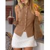 image:imageZESICA Business Casual Sweater Vest Tops for Women 2026 Summer Fashion Button Down Sleeveless Knit Office Work OutfitsKhaki
