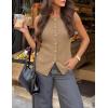 image:imageZESICA Business Casual Sweater Vest Tops for Women 2026 Summer Fashion Button Down Sleeveless Knit Office Work OutfitsKhaki