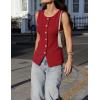 image:imageZESICA Business Casual Sweater Vest Tops for Women 2026 Summer Fashion Button Down Sleeveless Knit Office Work OutfitsRed