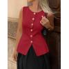 image:imageZESICA Business Casual Sweater Vest Tops for Women 2026 Summer Fashion Button Down Sleeveless Knit Office Work OutfitsRed