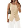 image:imageZESICA Business Casual Sweater Vest Tops for Women 2026 Summer Fashion Button Down Sleeveless Knit Office Work OutfitsApricot