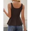 image:imageZESICA Womens 2026 Summer Sleeveless Vest Top Square Neck Cute Casual Tank Tops Fitted Going Out Trendy OutfitCoffee