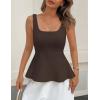 image:imageZESICA Womens 2026 Summer Sleeveless Vest Top Square Neck Cute Casual Tank Tops Fitted Going Out Trendy OutfitCoffee
