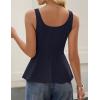 image:imageZESICA Womens 2026 Summer Sleeveless Vest Top Square Neck Cute Casual Tank Tops Fitted Going Out Trendy OutfitNavy