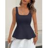 image:imageZESICA Womens 2026 Summer Sleeveless Vest Top Square Neck Cute Casual Tank Tops Fitted Going Out Trendy OutfitNavy