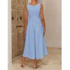 image:imageZESICA Womens Spring Sleeveless Cocktail Dresses 2026 Summer Crewneck Flowy Wedding Guest Party A Line Midi DressBlue