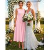 image:imageZESICA Womens Spring Sleeveless Cocktail Dresses 2026 Summer Crewneck Flowy Wedding Guest Party A Line Midi DressPink