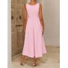 image:imageZESICA Womens Spring Sleeveless Cocktail Dresses 2026 Summer Crewneck Flowy Wedding Guest Party A Line Midi DressPink