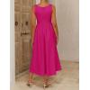 image:imageZESICA Womens Spring Sleeveless Cocktail Dresses 2026 Summer Crewneck Flowy Wedding Guest Party A Line Midi DressRose