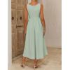 image:imageZESICA Womens Spring Sleeveless Cocktail Dresses 2026 Summer Crewneck Flowy Wedding Guest Party A Line Midi DressSage