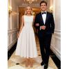 image:imageZESICA Womens Spring Sleeveless Cocktail Dresses 2026 Summer Crewneck Flowy Wedding Guest Party A Line Midi DressWhite