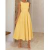 image:imageZESICA Womens Spring Sleeveless Cocktail Dresses 2026 Summer Crewneck Flowy Wedding Guest Party A Line Midi DressYellow
