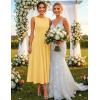 image:imageZESICA Womens Spring Sleeveless Cocktail Dresses 2026 Summer Crewneck Flowy Wedding Guest Party A Line Midi DressYellow