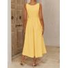 image:imageZESICA Womens Spring Sleeveless Cocktail Dresses 2026 Summer Crewneck Flowy Wedding Guest Party A Line Midi DressYellow