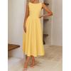 image:imageZESICA Womens Spring Sleeveless Cocktail Dresses 2026 Summer Crewneck Flowy Wedding Guest Party A Line Midi DressYellow
