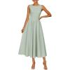 image:imageZESICA Womens Spring Sleeveless Cocktail Dresses 2026 Summer Crewneck Flowy Wedding Guest Party A Line Midi DressSage
