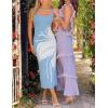 image:imageZESICA Womens Summer Floral Knitted Maxi Dress 2026 Spring Vacation Sleeveless Baby Shower Long Tank Bodycon Sweater DressesBlue
