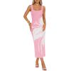 image:imageZESICA Womens Summer Floral Knitted Maxi Dress 2026 Spring Vacation Sleeveless Baby Shower Long Tank Bodycon Sweater DressesPink