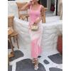 image:imageZESICA Womens Summer Floral Knitted Maxi Dress 2026 Spring Vacation Sleeveless Baby Shower Long Tank Bodycon Sweater DressesPink